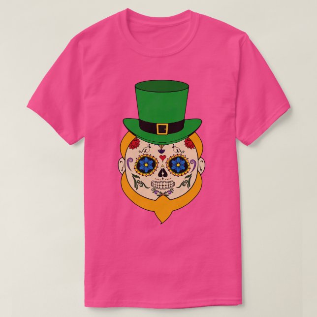 St Patrick Sugar Skull T-Shirt (Design Front)