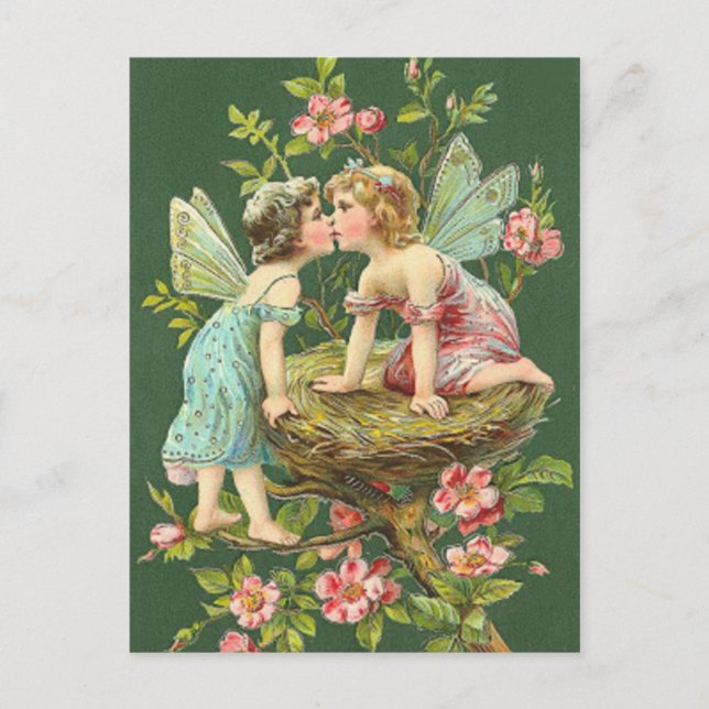 St. Patrick Vintage Fairies Postcard (Front)