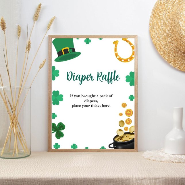 St Patrick Watercolor Baby shower diaper raffle Poster (Creator Uploaded)