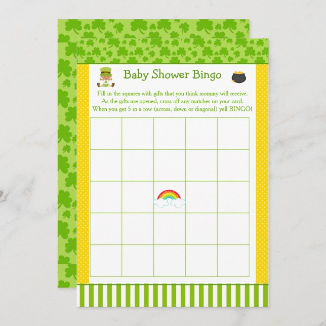 St Patricks African American Baby Shower Bingo Invitation (Front/Back)