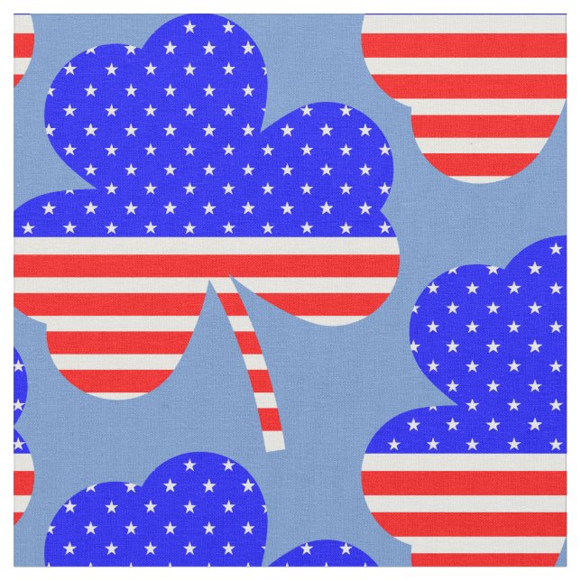 st patricks american flag clover shamrock fabric (Close Up)