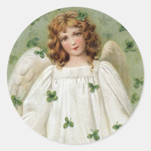St. Patricks Angel bringing you good luck Classic Round Sticker
