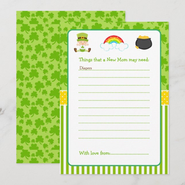 St Patricks Baby Boy Advice List Invitation (Front/Back)