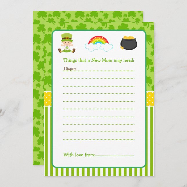St Patricks Baby Girl Advice List Invitation (Front/Back)