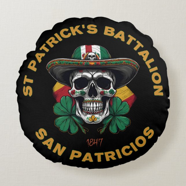 St Patricks Battalion San Patricios Irish Mexican Round Cushion (Front)