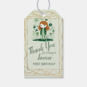 St. Patricks Birthday Girl Shamrock Glitter Frame  Gift Tags