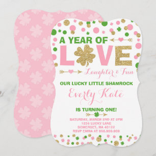St. Patrick's Birthday Invitation Little Shamrock