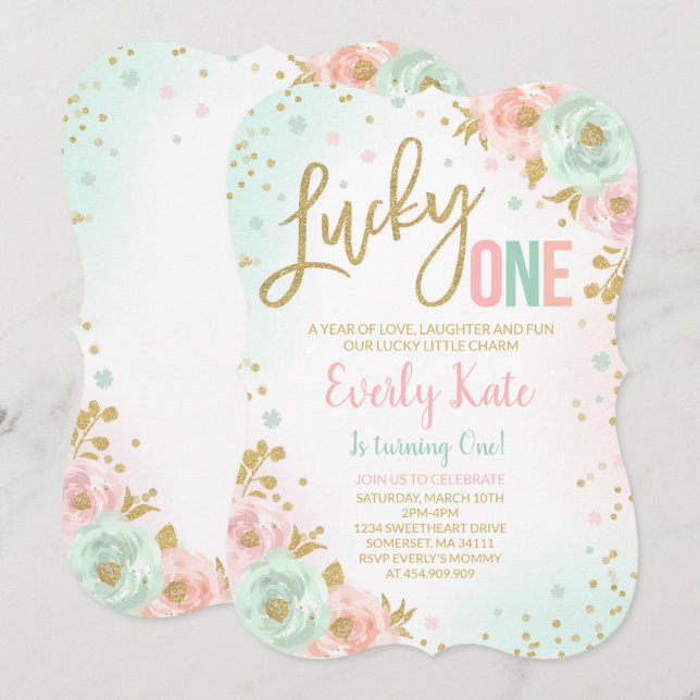 St. Patrick's Birthday Invitation Lucky One Party (Front/Back)