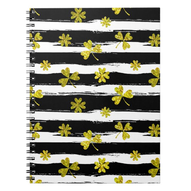 st patricks black white clover notebook (Front)