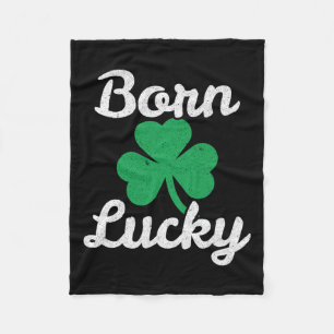 St Patricks Born Lucky Irish Descendant Leprechaun Fleece Blanket