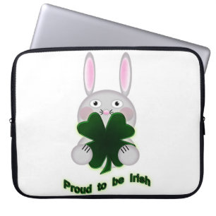 St. Patricks Bunny Proud to be Irish Shamrock Laptop Sleeve