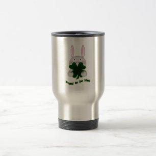 St. Patricks Bunny Proud to be Irish Shamrock Travel Mug