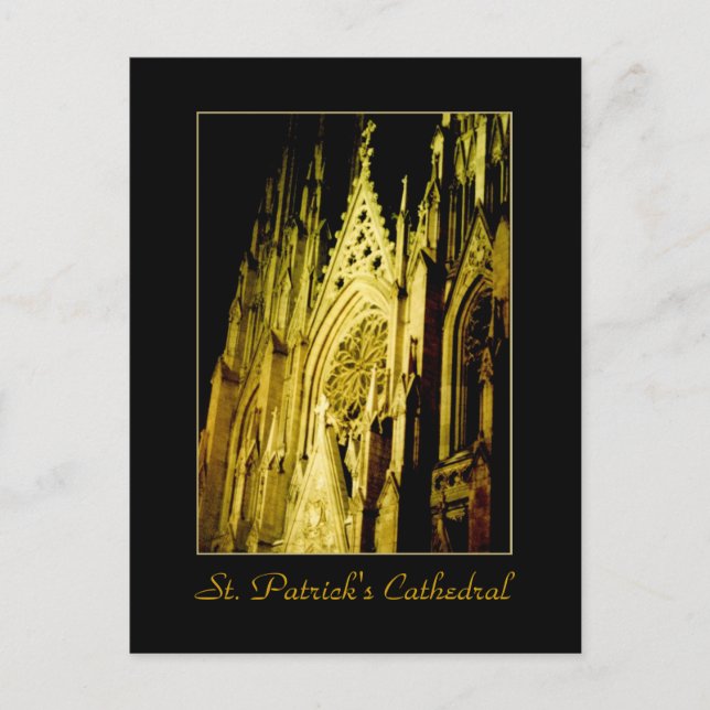 'St. Patrick's Cathedral at Night' Postcard (Front)