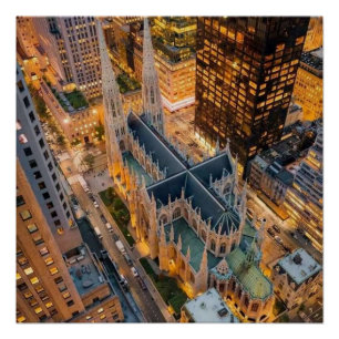 St. Patrick's Cathedral New York City Aerial View Poster