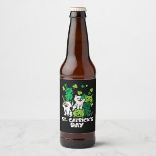 St Patricks Catricks Day Cats Saint Pattys Beer Bottle Label