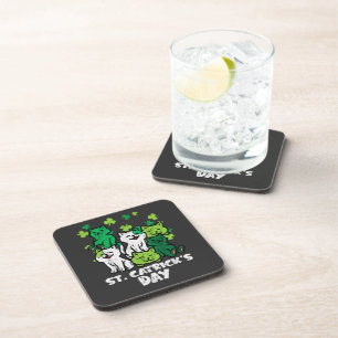 St Patricks Catricks Day Cats Saint Pattys Coaster
