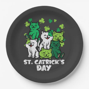 St Patricks Catricks Day Cats Saint Pattys Paper Plate