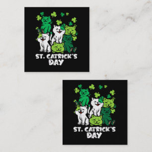 St Patricks Catricks Day Cats Saint Pattys Square Business Card