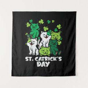 St Patricks Catricks Day Cats Saint Pattys Tapestry