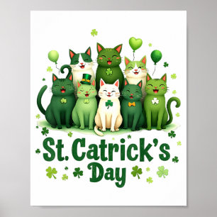 St Patricks Catricks Day Cats Saint Pattys Women G Poster