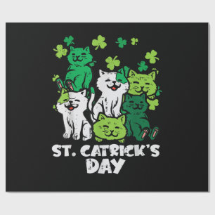 St Patricks Catricks Day Cats Saint Pattys Wrapping Paper