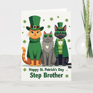 St Patricks Cats Step Brother Card
