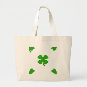 st patricks clover emoji large tote bag