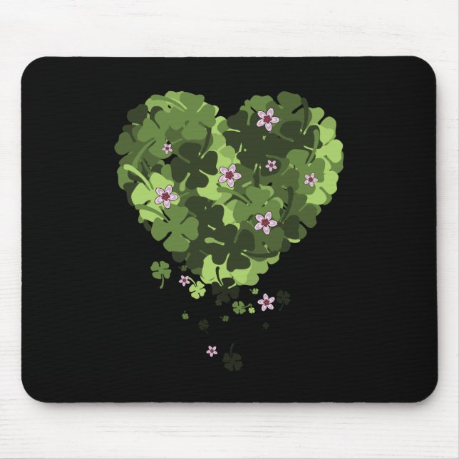 St. Patrick's Clover Heart Mouse Pad (Front)