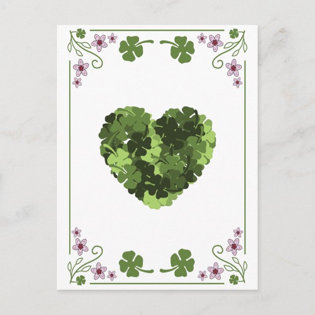 St. Patrick's Clover Heart  Postcard (Front)