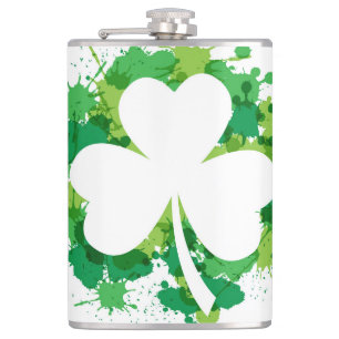 St. Patricks Clover Vinyl Wrapped Flask