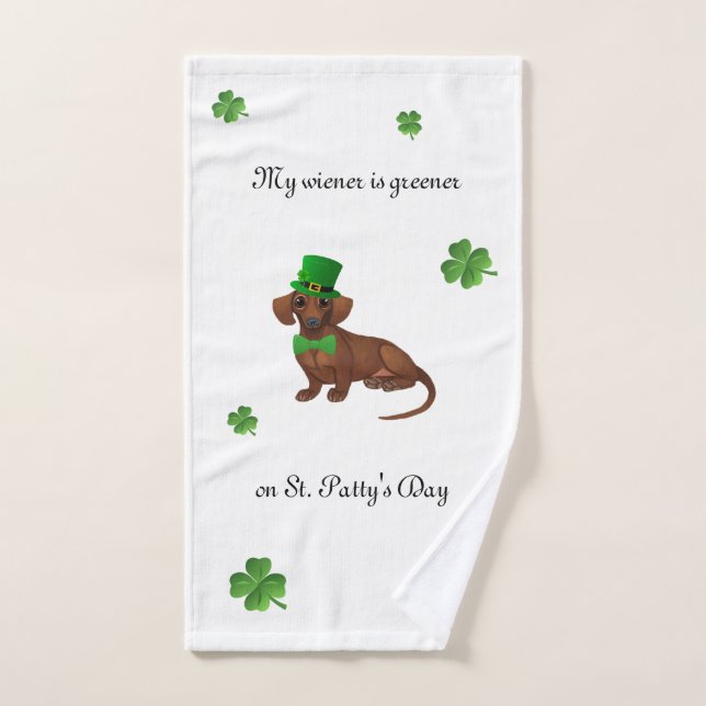 St. Patricks Dachshund Towel (Hand Towel)