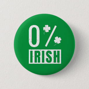 St Patrick's Day 0% Irish Four Leaf Clover 6 Cm Round Badge