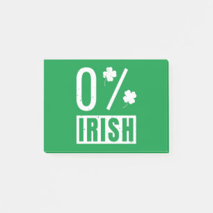 St Patrick's Day 0% Irish Four Leaf Clover Post-it Notes