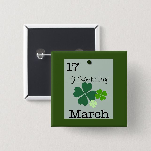 St Patrick's Day 17 March 2023 15 Cm Square Badge (Front & Back)