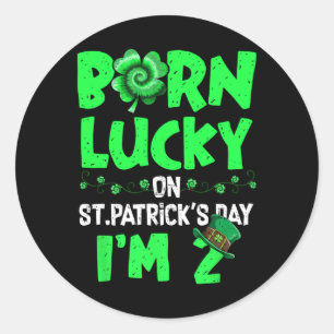 St Patricks Day 2th Birthday Boy Girl 2 Years Old  Classic Round Sticker