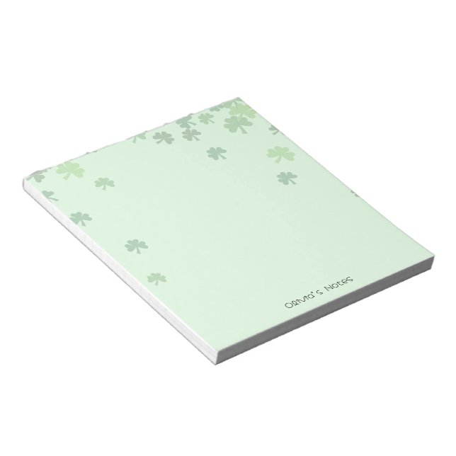 St patrick's day 3 leaf clover Green pastel Notepad (Angled)