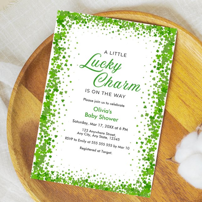 St Patrick's Day A Little Lucky Charm Baby Shower  Invitation (St Patrick's Day A Little Lucky Charm Baby Shower Invitation )