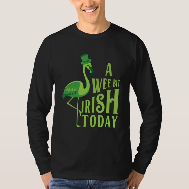 St Patrick's Day A Wee Bit Irish Flamingo T-Shirt (Front)
