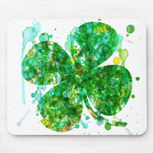 St. Patricks Day Abstract Shamrock Art Mouse Pad