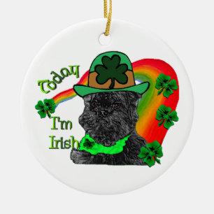 St Patrick's Day Affenpinscher Ceramic Tree Decoration