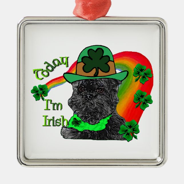 St Patrick's Day Affenpinscher Metal Tree Decoration (Front)