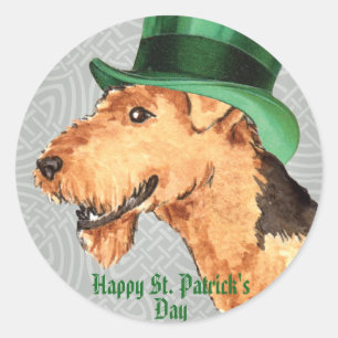 St. Patrick's Day Airedale Classic Round Sticker