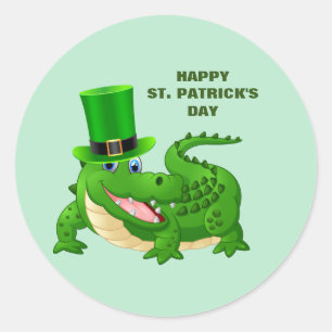 St. Patrick's Day Alligator Holiday Classic Round Sticker