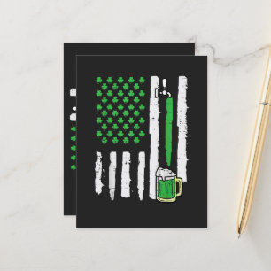 St Patricks Day America Flag Saint Announcement Postcard