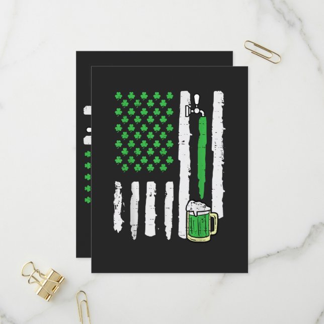 St Patricks Day America Flag Saint Invitation Postcard (Front/Back In Situ)