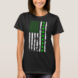 St Patricks Day  American Flag Vintage Irish Lucky T-Shirt