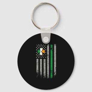 St Patricks Day American Irish Flag Shamrock Key Ring