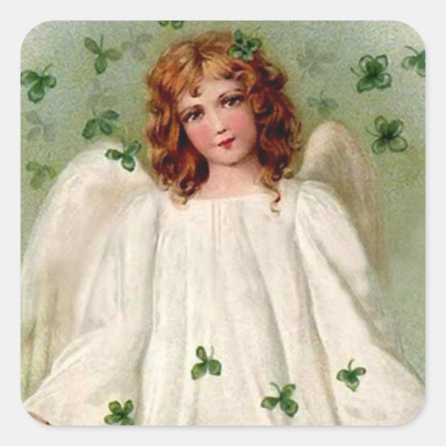 St. Patrick's Day Angel and Shamrocks on Stickers (Front)