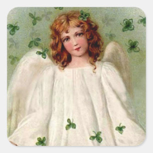 St. Patrick's Day Angel and Shamrocks on Stickers