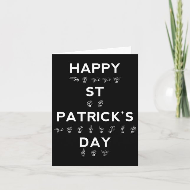 St Patrick's Day Asl Deaf Awareness  Card (Front)